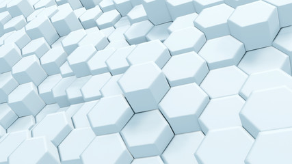 Abstract White Hexagonal Waving Surface Sci-Fi Background