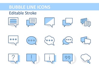 Set of Speech Bubble chat vector lines of icons. Editable Stroke. 32x32 pixels.