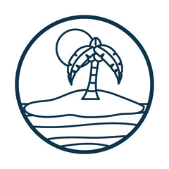 Palm tree beach and sea line style icon vector design