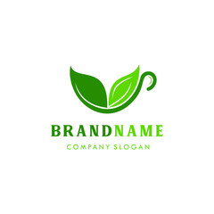 Leaf tea logo design. Awesome leaf tea logo. A leaf & tea logotype.