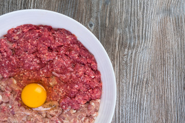 Minced meat prepared for cooking