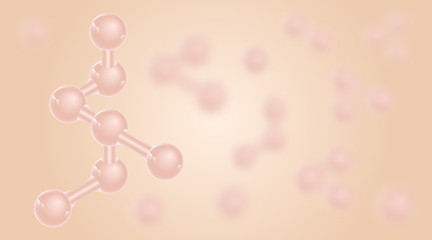 3D background with molecules . Abstract the scientific banner with the molecular structure of DNA on pink background. Infographics. Background for design. Vector illustration.