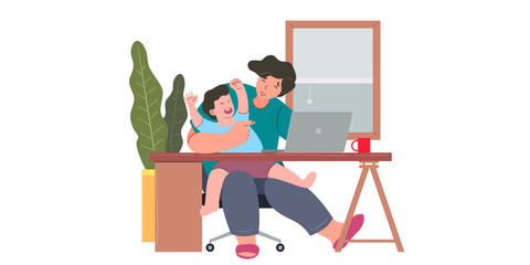 a father working from home preventing from corona virus, covid-19 pandemic