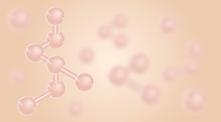 Abstract background with DNA molecules. Science banner with 3D molecular structures on pink background. Infographics. Background for design. Vector illustration.