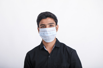 Young man wearing protective mask again Covid-19. corona virus.
