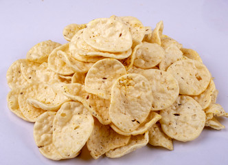 indian snack jeera papad or fryums or puff
