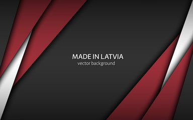 Made in Latvia, modern vector background with Latvian colors, overlayed sheets of paper in Latvian colors, abstract widescreen background - obrazy, fototapety, plakaty