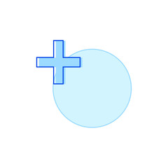 Obraz premium Cross blue icon on circle vector illustration