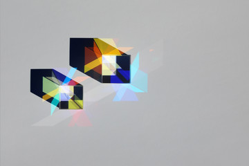 Abstract object from the lights of the spectrum and shadow in the refraction of sunlight on the...
