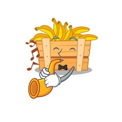 Banana fruit box cartoon character design playing a trumpet