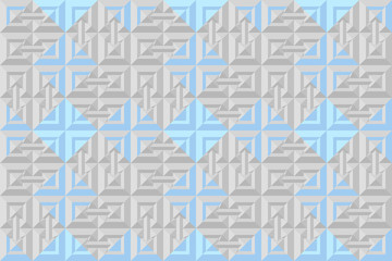 Grey and blue 3d seamless pattern for geometry design. Abstract background  vector illustration for origami style