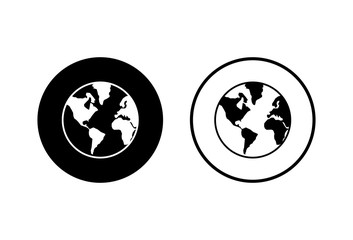 World map icons set on white background. World icon vector