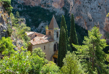 Fototapeta na wymiar The chapel Notre dame in Moustiers St. Marie, Provence, Provence-Alpes-Côte d'Azur, Southern France, France, Europe