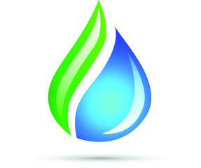 water drop and leaf icon vector