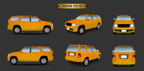 Set of cars orange color isolated on the background. Ready to apply to your design. Vector illustration.