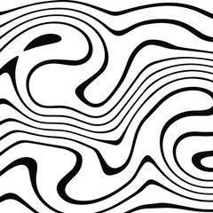 Abstract rippled or black lines pattern with wavy vibrant facture on white background and texture. Liquify lines 3D effect. Vector illustration. EPS 10. Creative graphic design. 