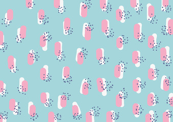 Abstract pattern hand drawn blob and different brush strokes pastel color