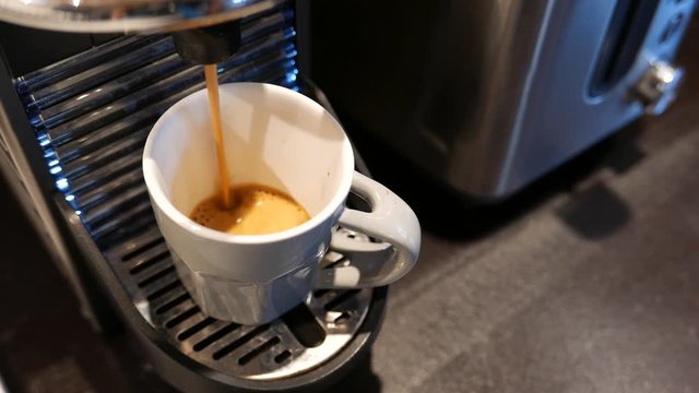 Early morning breakfast routine coffee espresso preparation