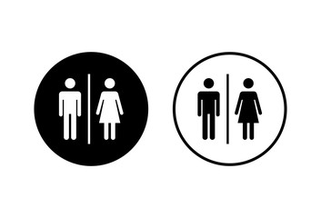 Toilet icons set on white background. Toilet sign. Man and woman restroom sign vector. Male and female icon