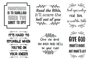 Set of six Christian quotes. Vector illustration