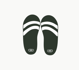 Monochrome black and white, beach slippers, slates. Summer rubber shoes, isolated vector.