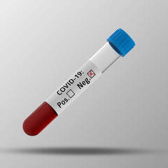 Test tube icon set with COVID-19 coronavirus test negative / Negative blood test result for the new rapidly spreading Coronavirus, originating in Wuhan, China