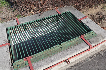 Metal grid of the channel at the clinic