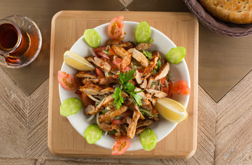 Delicious turkish chicken doner kebab grilled meat