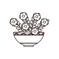 flowers inside pot line style icon vector design