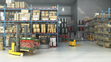 Hangar delivery warehouse 3d render image interior