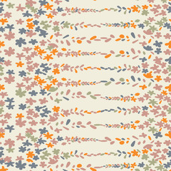  Floral vector seamless pattern. Simple stylized flowers and leaves background made with clipping mask for easy editing.