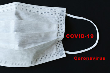 coronavirus covid-19 concept, medical hygiene face mask isolated on black background