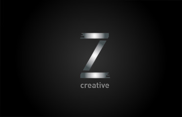 Z metal silver alphabet letter logo design icon for company and business