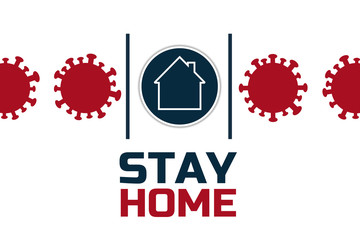Self quarantine and and social distancing concept. Stay home. COVID-19 coronavirus. Template for background, banner, poster with text inscription. Vector EPS10 illustration.