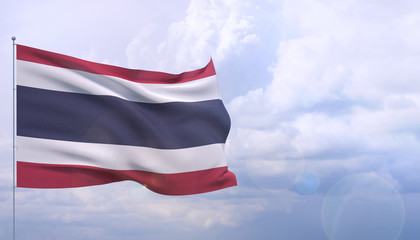 Waving flags of the world - flag of Thailand. 3D illustration.