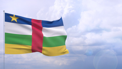 Waving flags of the world - flag of Central African Republic. 3D illustration.