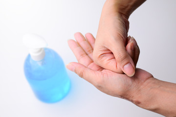 people healthful washing clean hand with liquid alcohol gel medical prevention of coronavirus