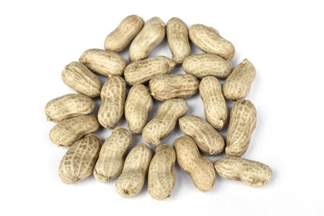 Fresh peanuts isolated on a white background.