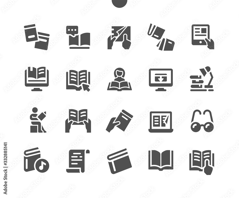 Poster reading well-crafted pixel perfect vector solid icons 30 2x grid for web graphics and apps. simple m