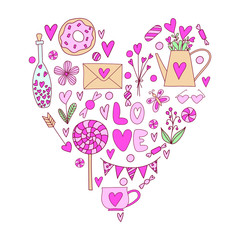 Valentine's Day heart.Doodle Heart. Valentines day card.