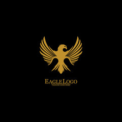 Golden Eagle with Black Background, Vector, Illustration