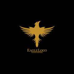 Golden Eagle with Black Background, Vector, Illustration