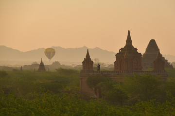 The plain of Bagan on during sunrise, Mandalay, Myanmar