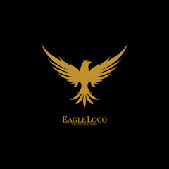 Golden Eagle with Black Background, Vector, Illustration