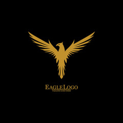 Golden Eagle with Black Background, Vector, Illustration