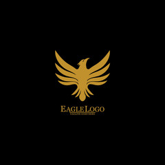 Golden Eagle with Black Background, Vector, Illustration