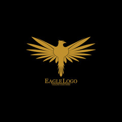 Golden Eagle with Black Background, Vector, Illustration