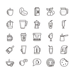 Isolated coffee line style icon set vector design