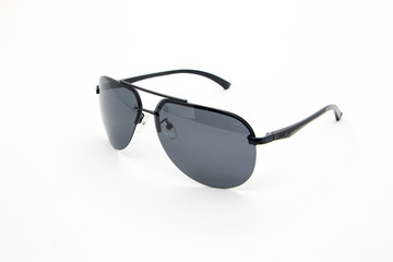 Stylish sunglasses (Universal type) isolated on white background. Perspective view studio shot.