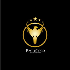 golden eagle with circle logo design